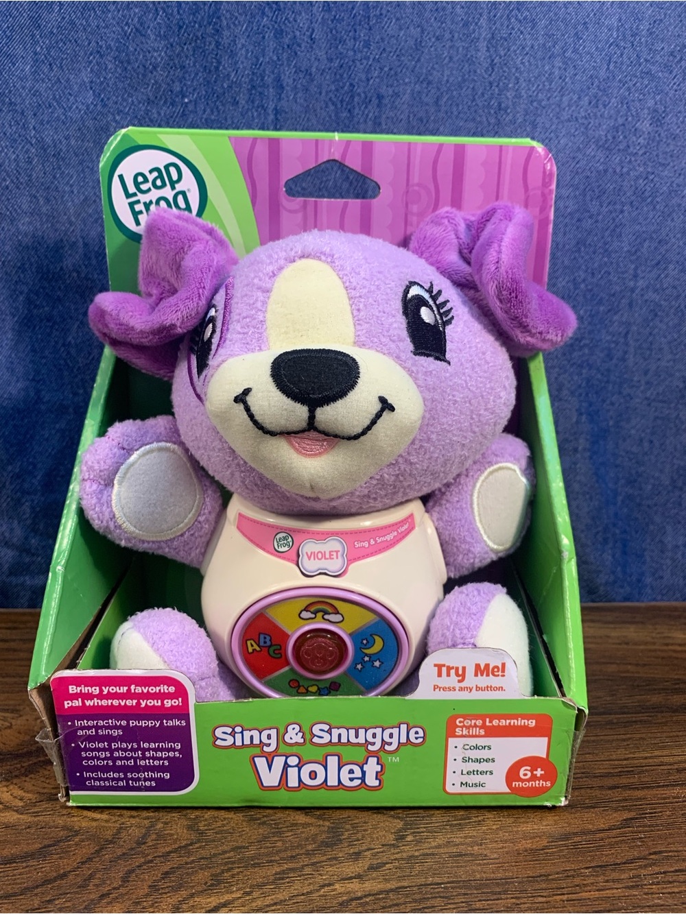 LeapFrog Sing & Snuggle Violet Interactive Plush Puppy Toy Purple/White 6+M